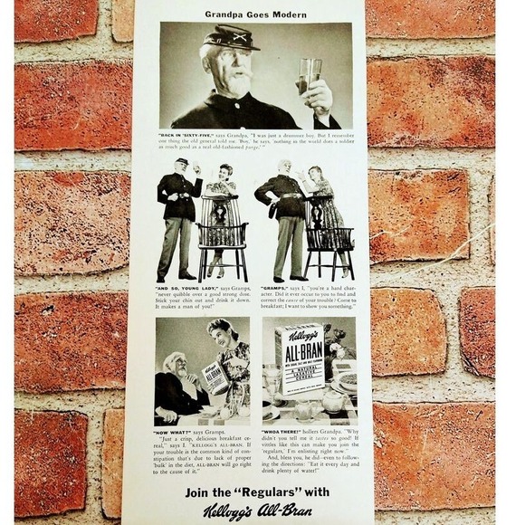 1941 Kellogg's All-Bran Cereal Grandpa‎ in Civil War Uniform Vtg PRINT AD - Picture 1 of 6